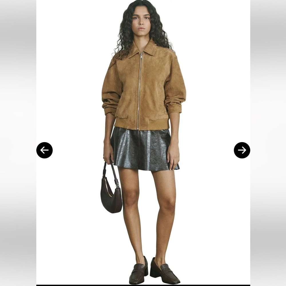 REISS Gia Suede Bomber Jacket Size 4